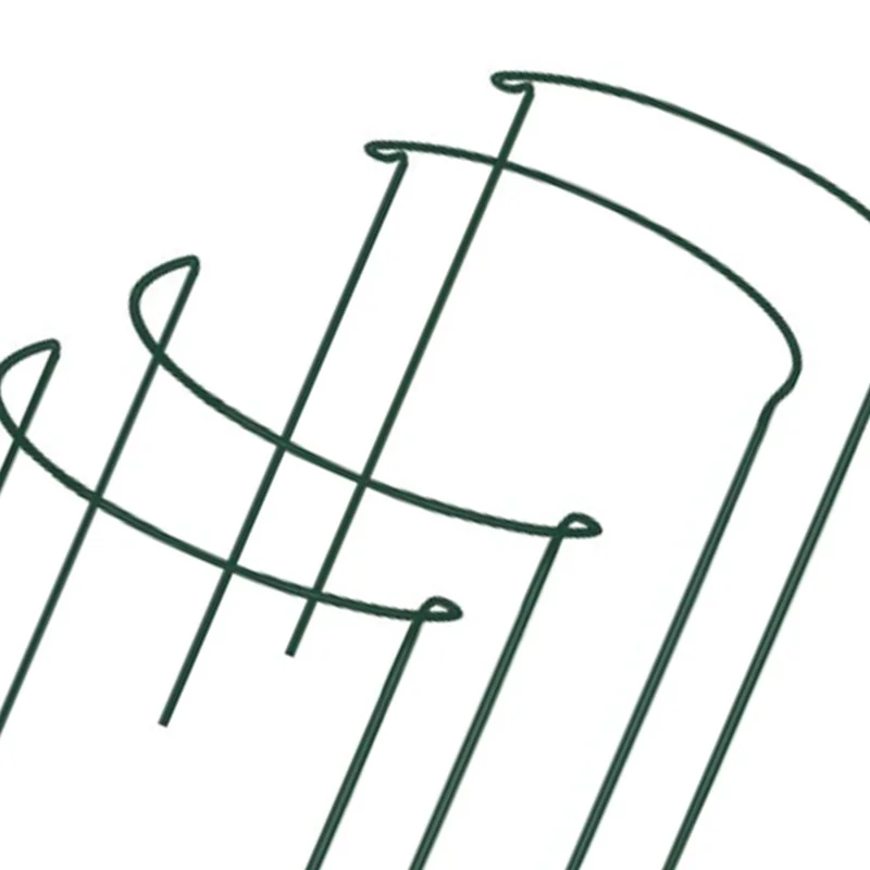 

BHTS-Plant Support Stake, 4-Pack Half Round Metal Garden Plant Supports, Green Garden Plant Support Ring, Garden Border Supports