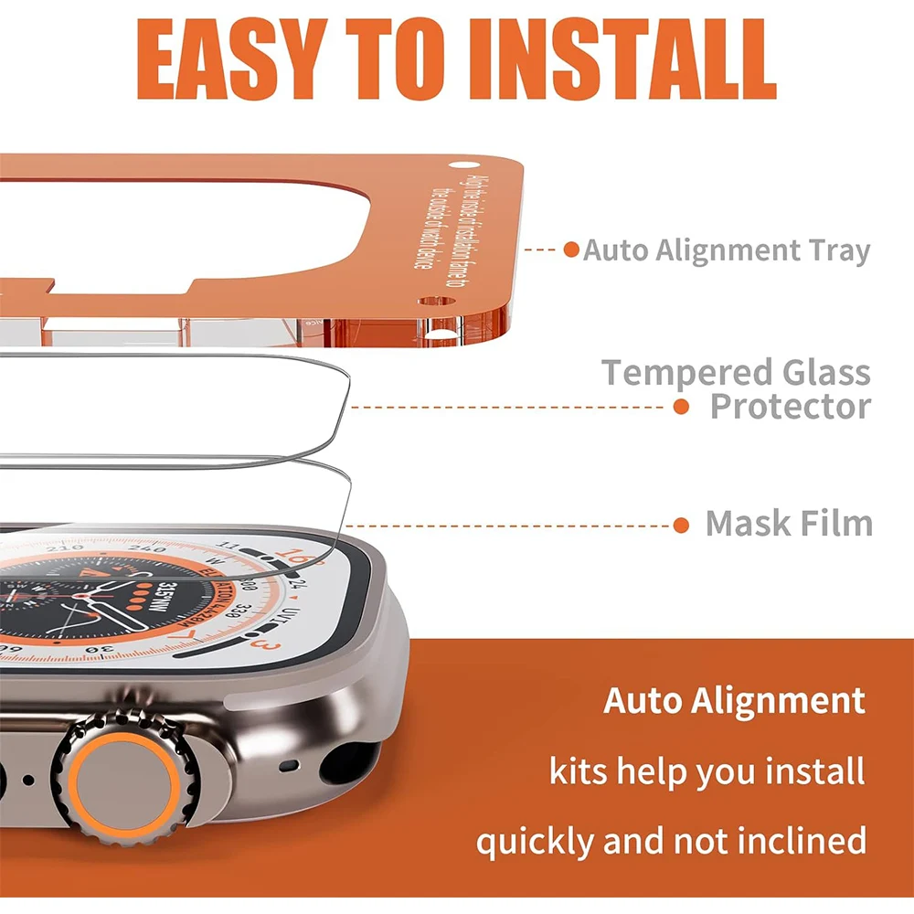 3Pack Screen Protector For Apple Watch Ultra 3 2 1 Ultra3 49MM 49 MM Auto-alignment Installation Frame Tempered Glass Protection