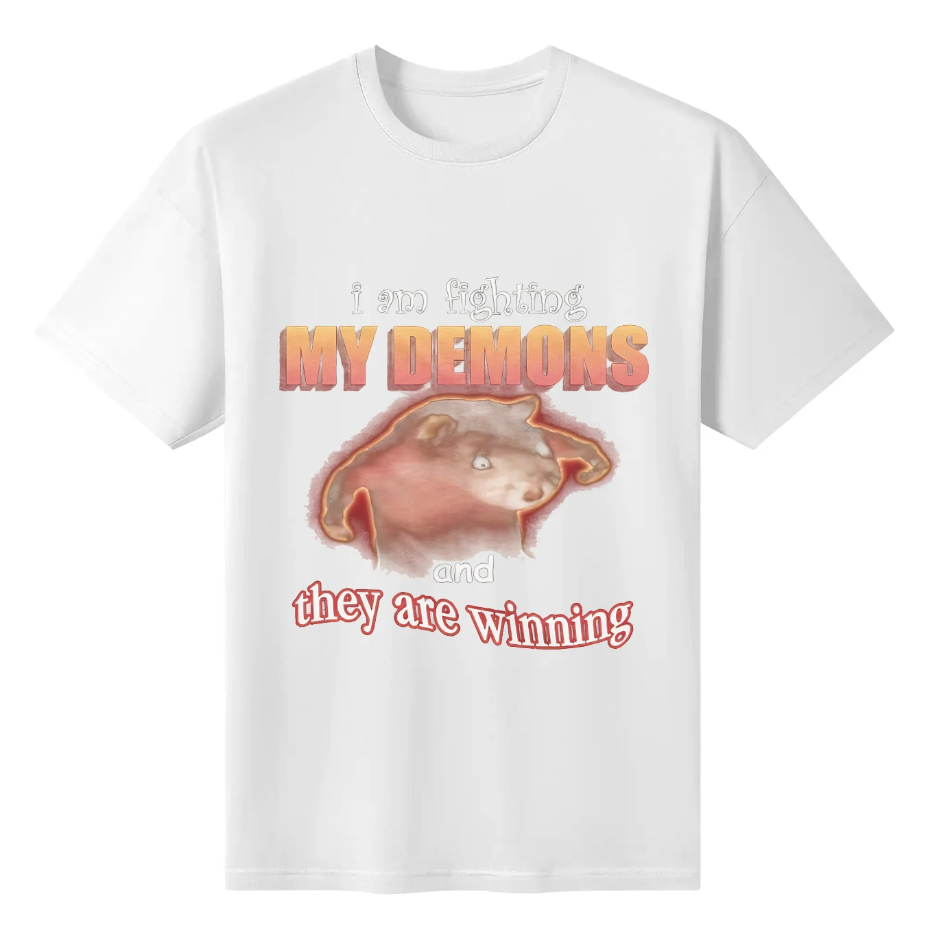 

Funny I Am Fighting My Demons And The Are Winning Mouse Men Women T-shirt Creative Short Sleeve Oversized Men Tshirts