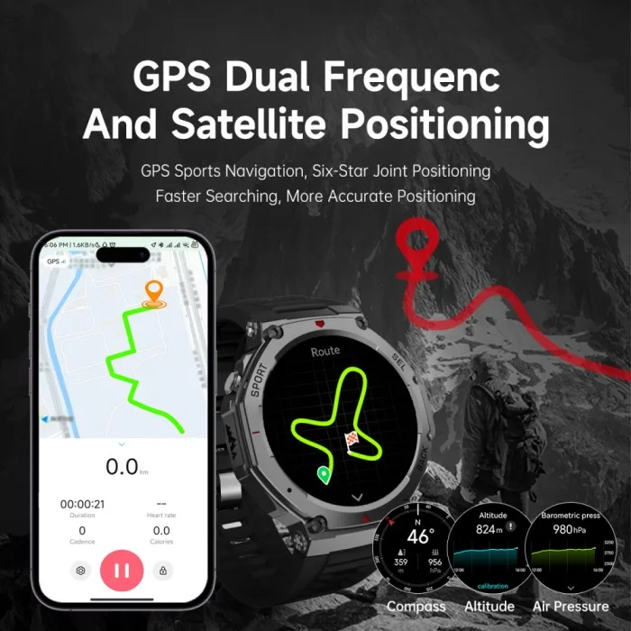 T-Rex 3 Ultra Rugged GPS Sport Smart Watch 5ATM Waterproof AMOLED Dual-band GNSS Military Tactical Smartwatch 2026 New for Men