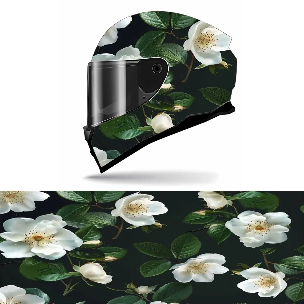 

Roselle: A Natural White Gem Theme Graphic Motorcycle Helmet Sticker, Vinyl Motorcycle Helmet Decal Design, PVC, High Quality, H