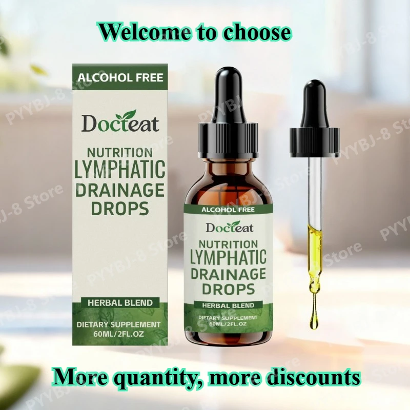 Gotas para Drenaje Linfático 60ml con Vitamina B12, Extracto de Diente de León y Plantago, Apoya la Salud Linfática y Promueve la Desintoxicación