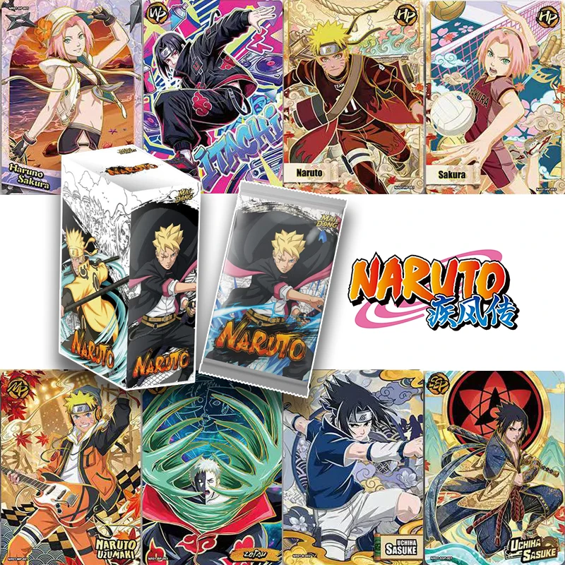 Naruto Englische Version Karte Original Booster Box Anime TCG Seltene CR Ninja Welt Sammelkarte Sasuke Kakashi Akatsuki Spielzeug Geschenk