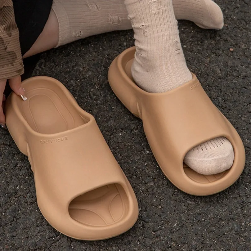 

Домашние тапочки на платформе, женские летние сандалии с облаком, мужские шлепанцы, пляжные шлепанцы, повседневная домашняя обувь на плоской подошве, нескользящая женская ванная комната из ЭВА