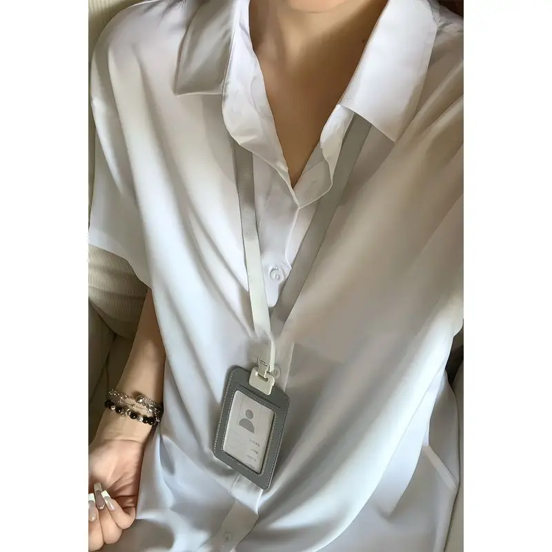 Mr. WH Black Short Sleeve Loose Fit Thin Summer Shirt Unisex Lightweight Collared Versatile Cool Feeling Sun Protection Blouse