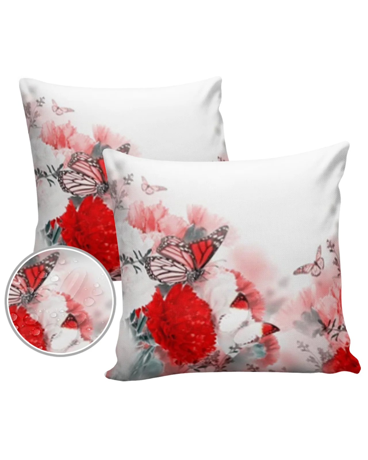 2/4pcs Roses And Butterfly Wild Flowers Waterproof Pillowcase Sofa Office Cushion Covers Home Decor Comfortable Pillow Cover