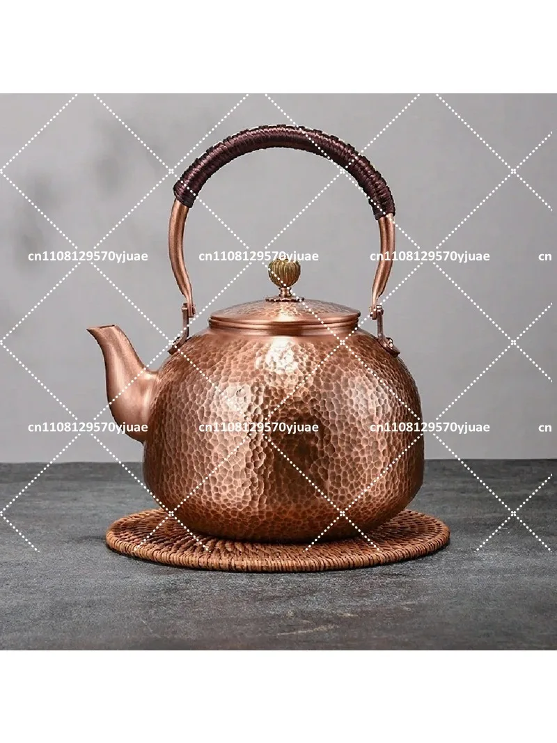 Handmade Pure Copper Teapot Stovetop Kettle for Boiling Tea Household Red Copper Pot