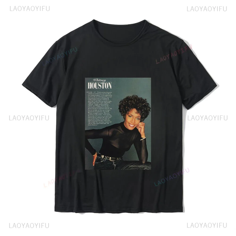 Whitney Houston and Bella Canvas Print T-shirt Unisex Short Sleeved Summer Comfort Breathable Everyday Wear