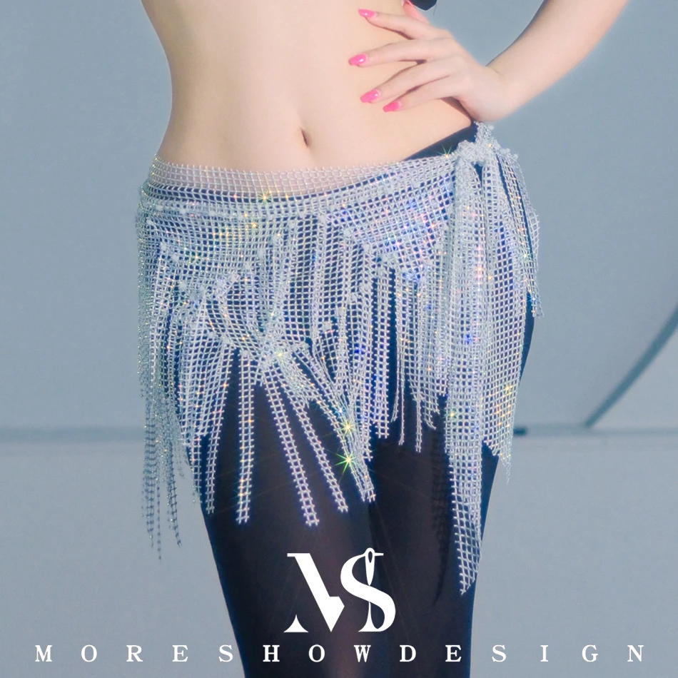 Bufanda de cadera para danza del vientre para mujer con borlas y lentejuelas, cinturón de cadena para la cintura, accesorio para actuación en escenario, accesorios para atuendo