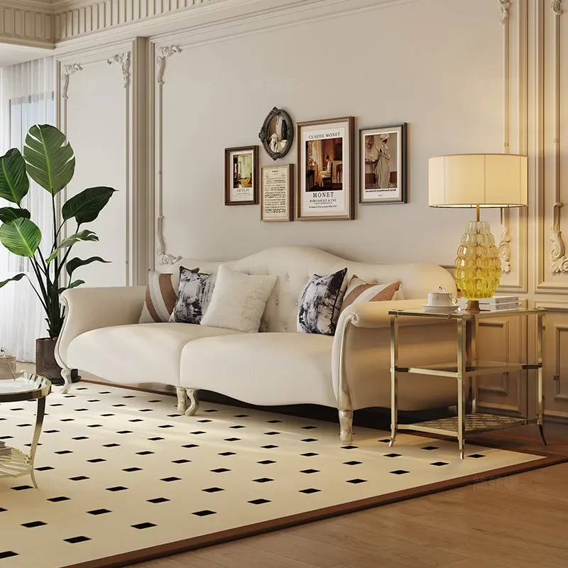 Light luxury living room premium Camille leather sofa solid wood sofa