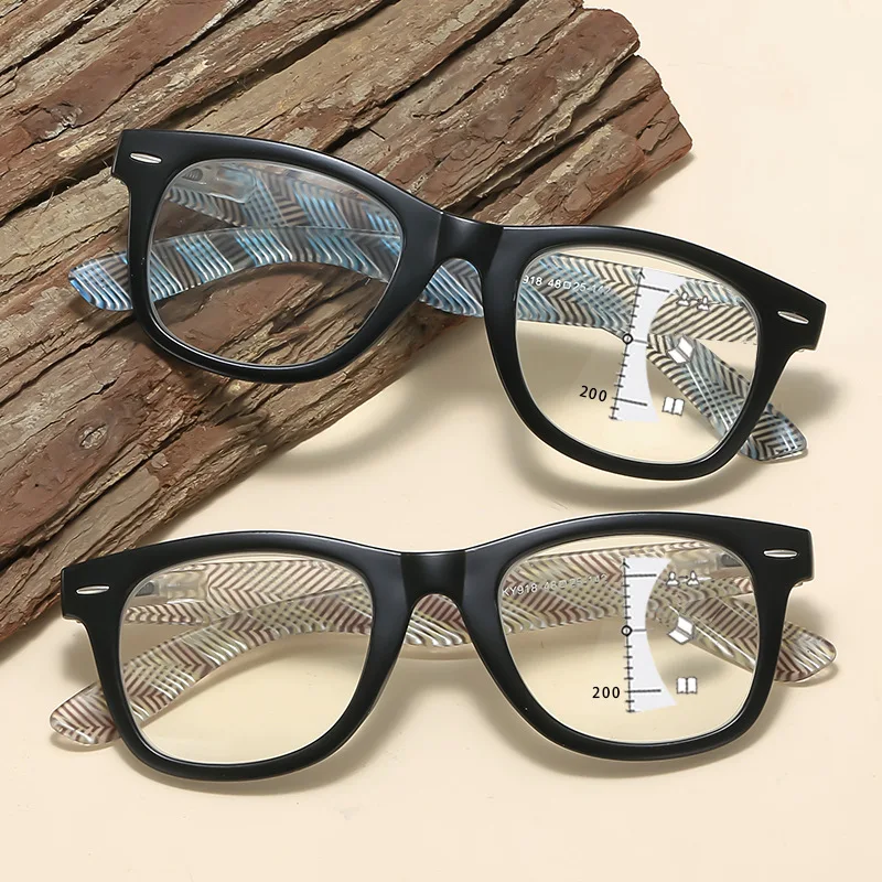 Fashion Vintage Multifocal Reading Glasses Men Women Ultralight Progressive Glasses Ladies Retro Oversized Far Sight Presbyopia