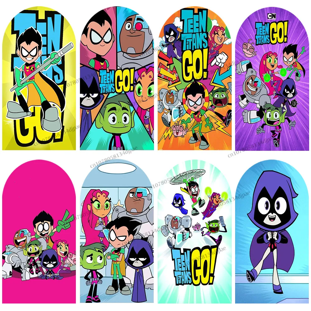 Teening Titans Go Arch Background Cover Wall Boys Birthday Party Backdrop Photograph Decorations Promotional Photo Banner Ideas