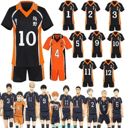 Disfraz de Anime Haikyuu Karasuno, disfraz de escuela secundaria Hinata Shyouyou Nekoma, ropa deportiva de voleibol escolar, conjunto de rodilleras, regalo