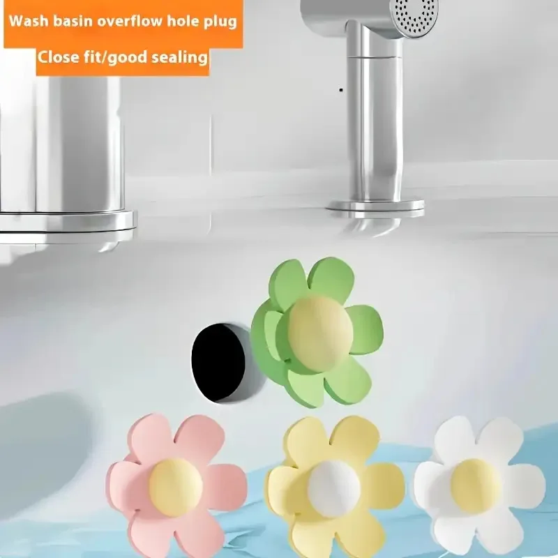 

10Pcs Silicone Sink Overflow Stopper - Flower Shaped Drain Plug, Durable & Easy To Install, Prevents Water Overflow And Clogging