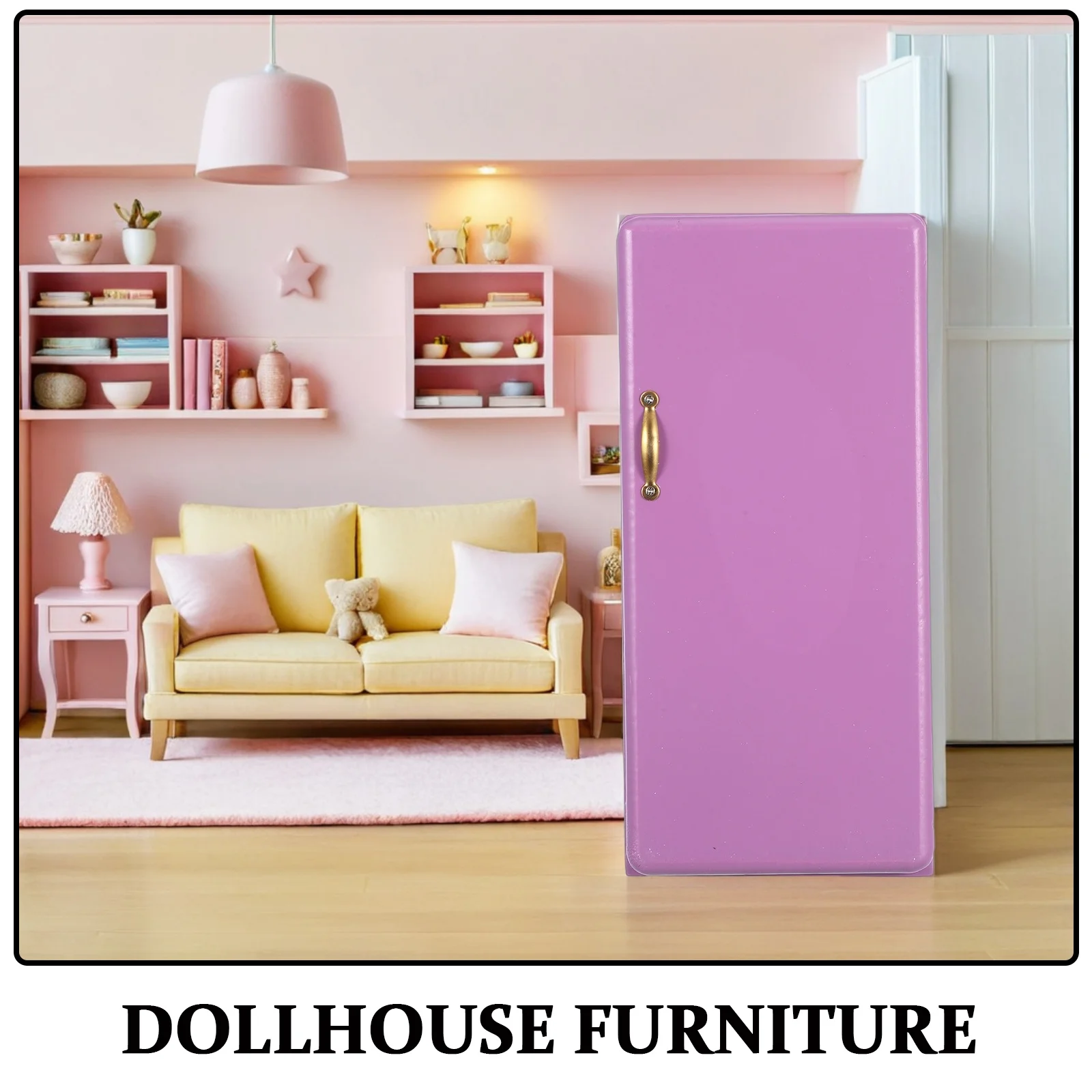 Mini Lodówka do Domku dla Lalek Fioletowa Skala 1:12 Realistyczna Zabawa w Udawanie dla Dzieci Mini Kuchnia Salon Akcesoria Meblowe