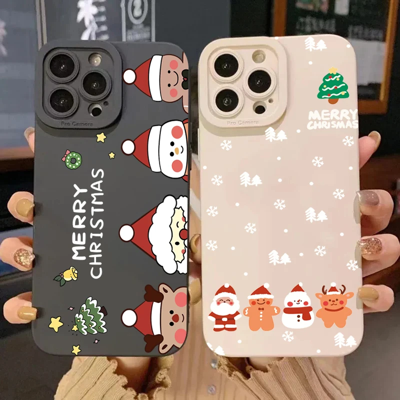 

Christmas Santa Elk Phone Case For iPhone 16 Pro Max 15 14 Plus 13 12 11 Pro Max 7 8 XR X XS SE Shockproof Soft Silicone Cover