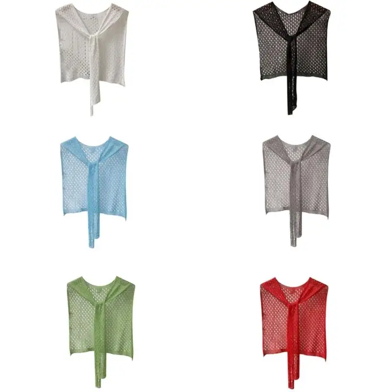 

39BB Stylish Knitted Hollowed Summer Shawl Wrap Decorative Cover Up Shoudler Wrap Perfect For Office Women Daily Outfit