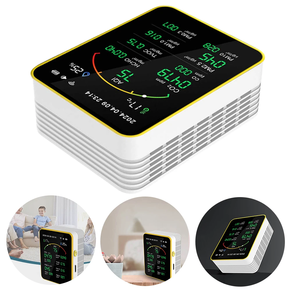 

15 in 1 Digital CO2 Meter LCD Display with Smart Plug Carbon Dioxide Detector Accurate CO2 Temperature Humidity Monitor for Home