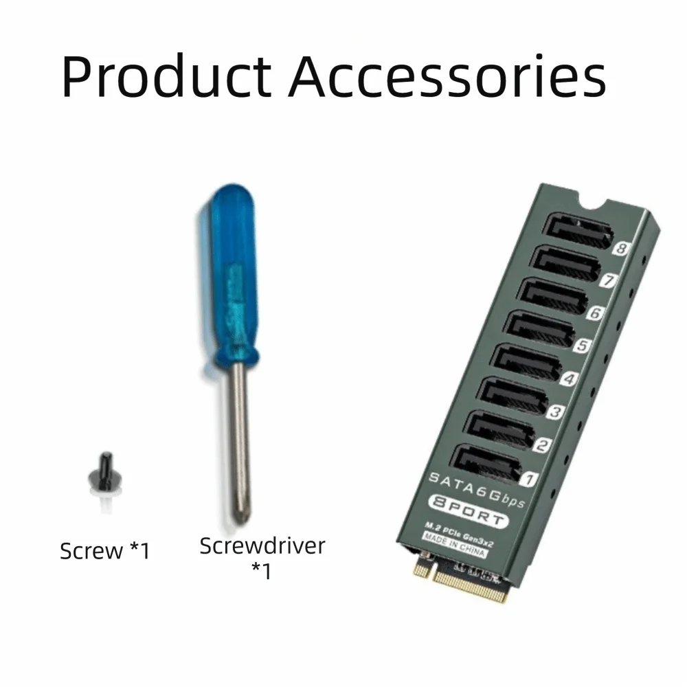 Durable 8 Port SATA Expansion Card PCIe 3.0 x2 ASM1166 Chip PCIe SATA Converter 16Gbps Interface NGFF SATA Adapter Data Storage