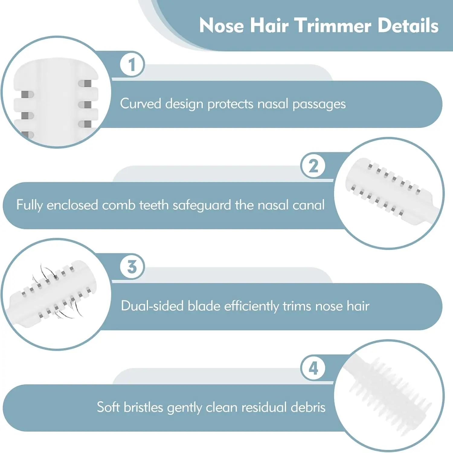 5PCS Nose Hair Trimmer for Men Women Manual Double-Sided Nose Trimmer with Soft Cleaning Brush, 2-in-1 Nasal Hair Cutter Portabl