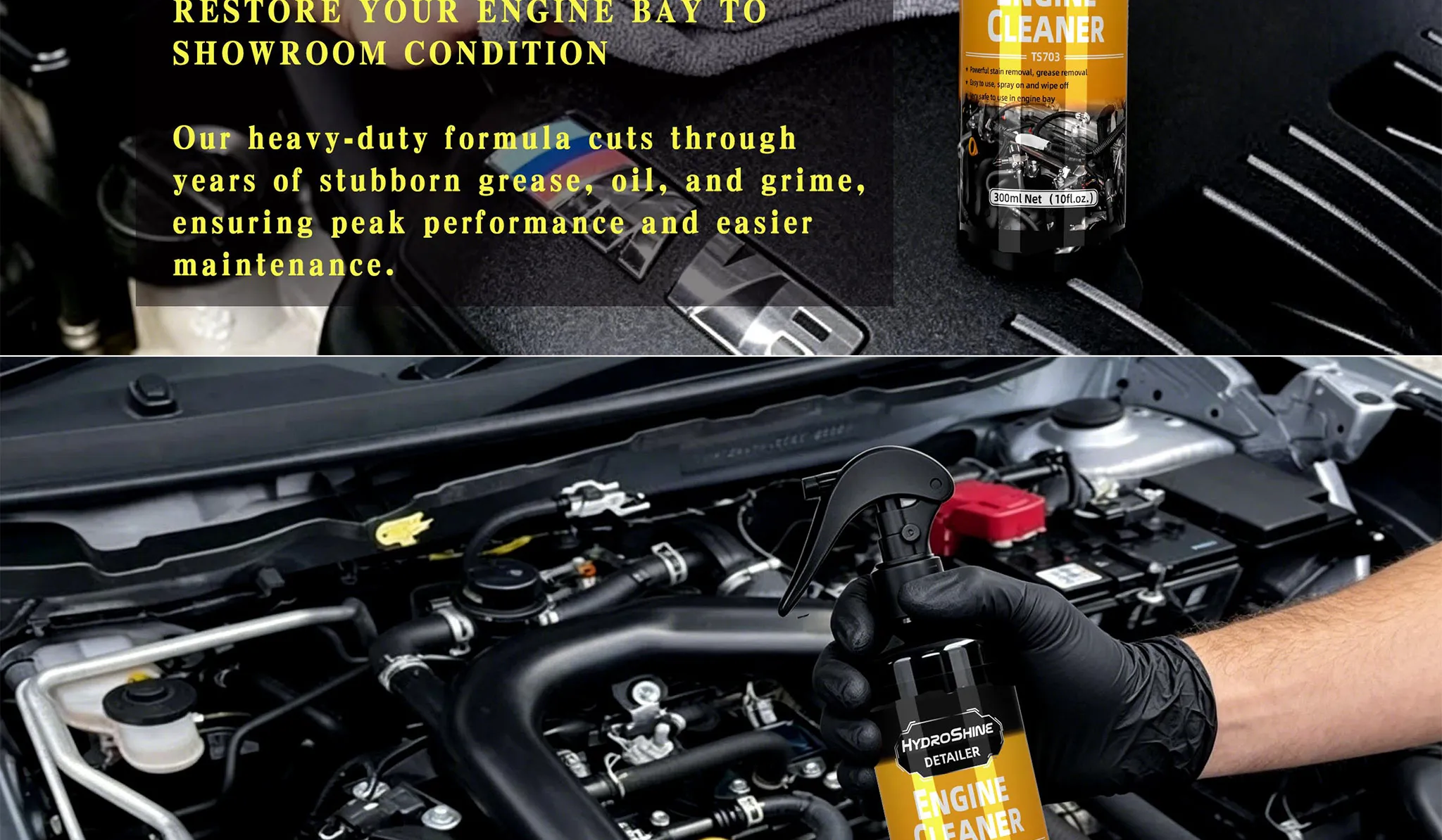 Hydroshine Motorraum-Reiniger Kraftvolle Dekontamination für Auto-Motorraum-Reinigungswerkzeug Schweröl- und Staubreinigungsspray – Detail 7