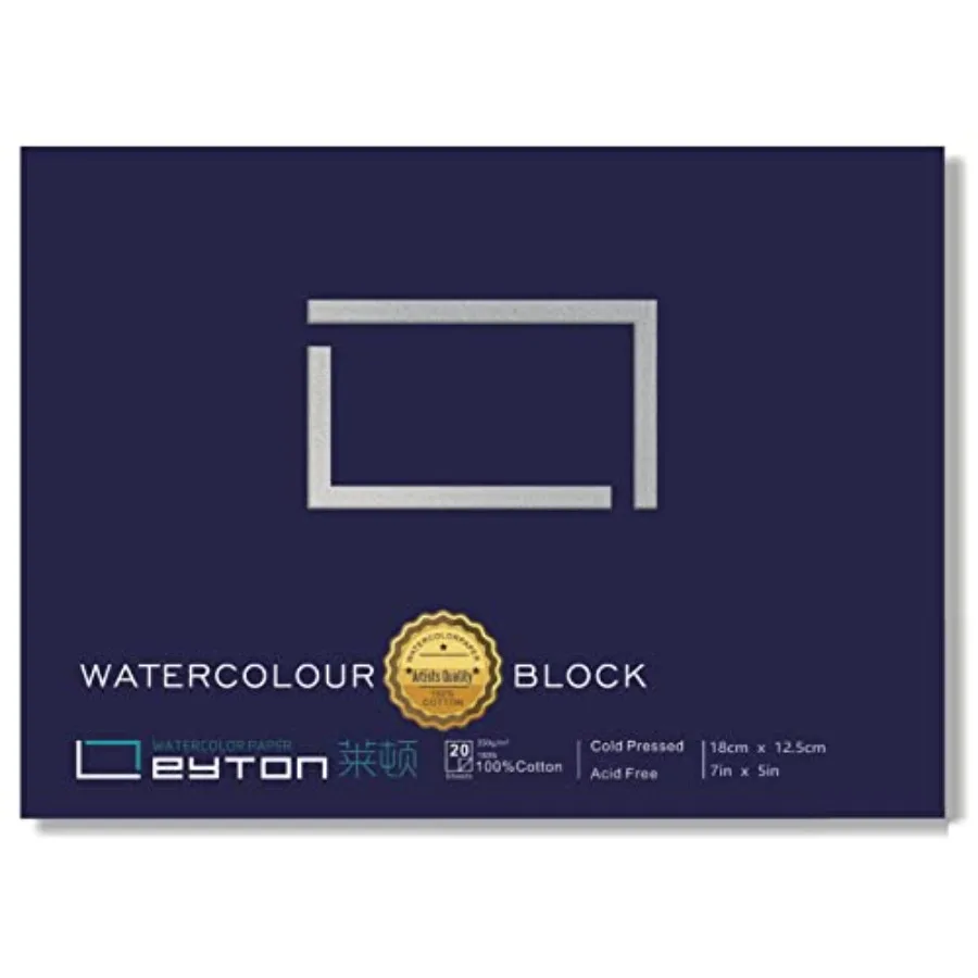 Non-Warping 100% Cotton Watercolor Paper Block - 20 Sheets of 160lb/350gsm Water Color Art Supplies for Wet, Dry, and Mixed Med