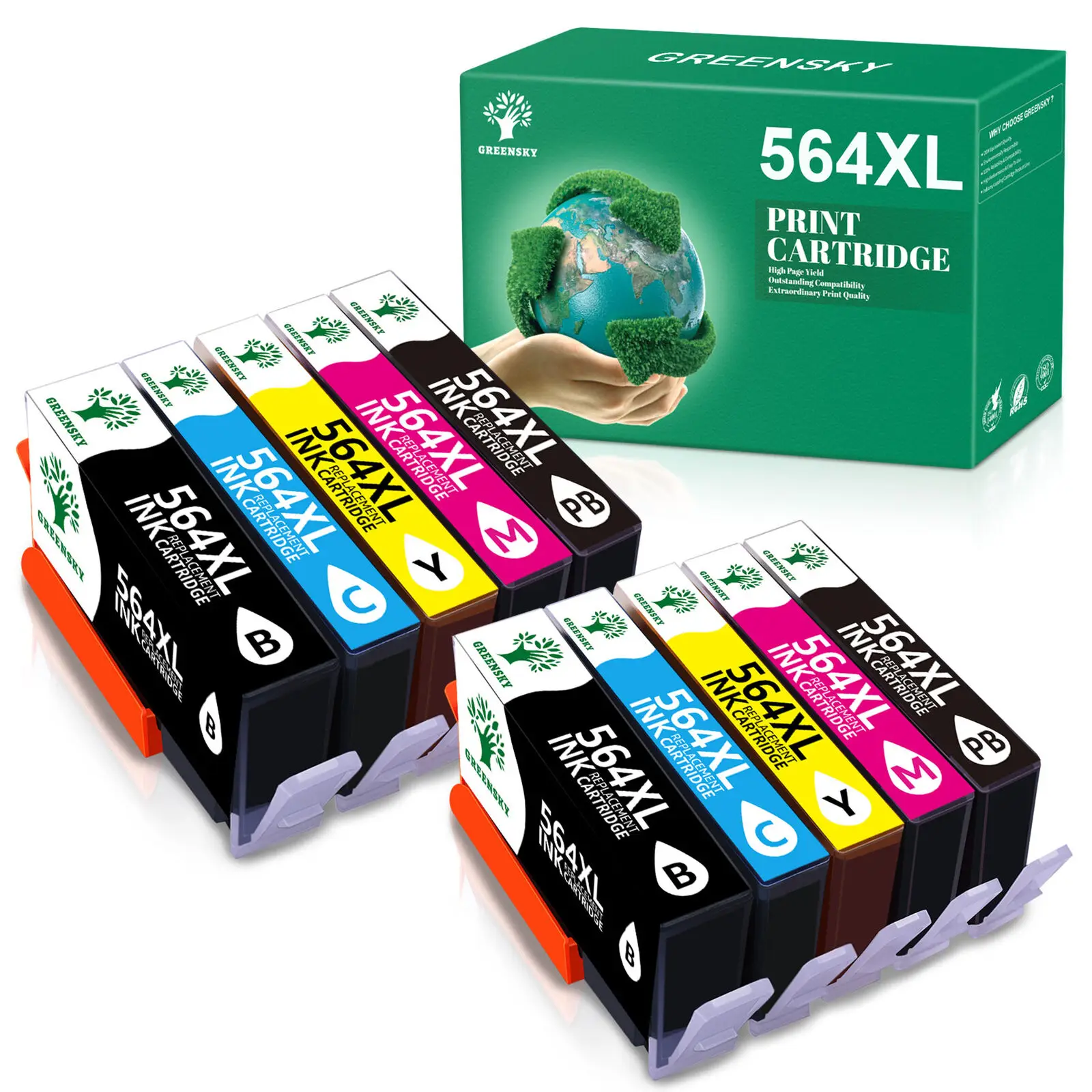 10PK Ink Cartridges For HP 564XL 564 XL Photosmart 7510 7515 7520 7525 5520 6525