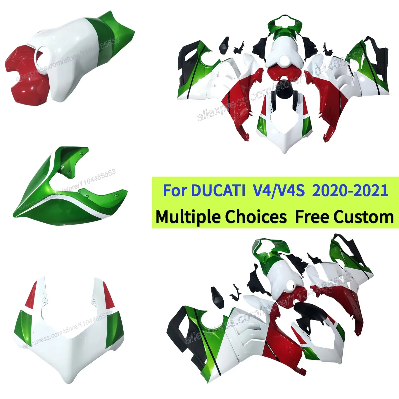 

For Ducati Panigale 2020-2021 V4 V4S V4SP V4R ABS Fairing Body Kits with Tank Cover | Red & White & Green