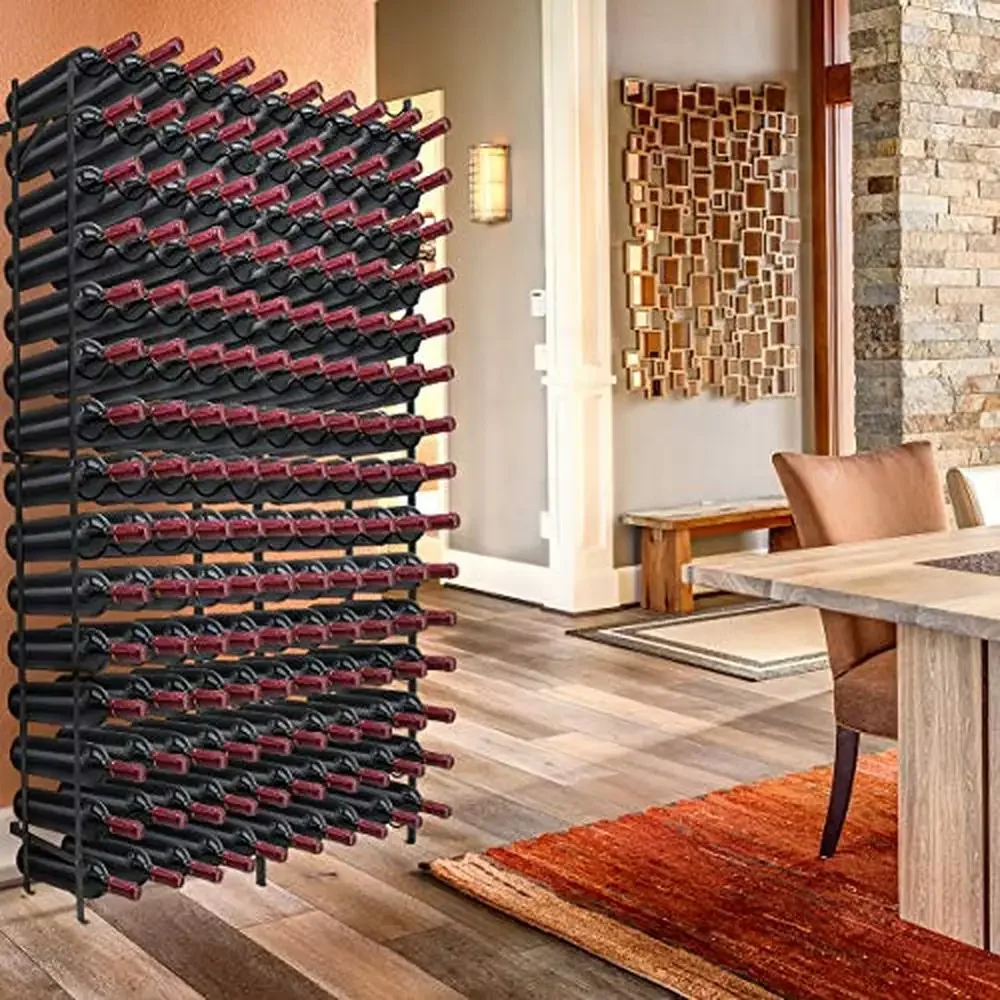 150-Bottle Capacity Freestanding Wine Rack Holder Floor/Wall Mounting Stylish Metal Display Storage Home Kitchen Dining Bar