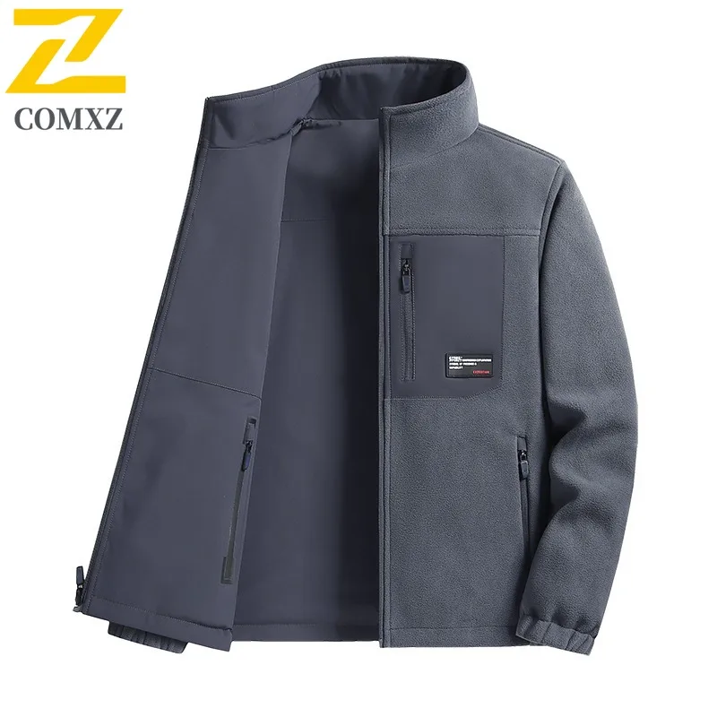 

COMXZ уличная рабочая куртка для мужчин, утолщенная ветрозащитная теплая парка, простой дизайн с воротником-стойкой, удобная легкая зимняя одежда