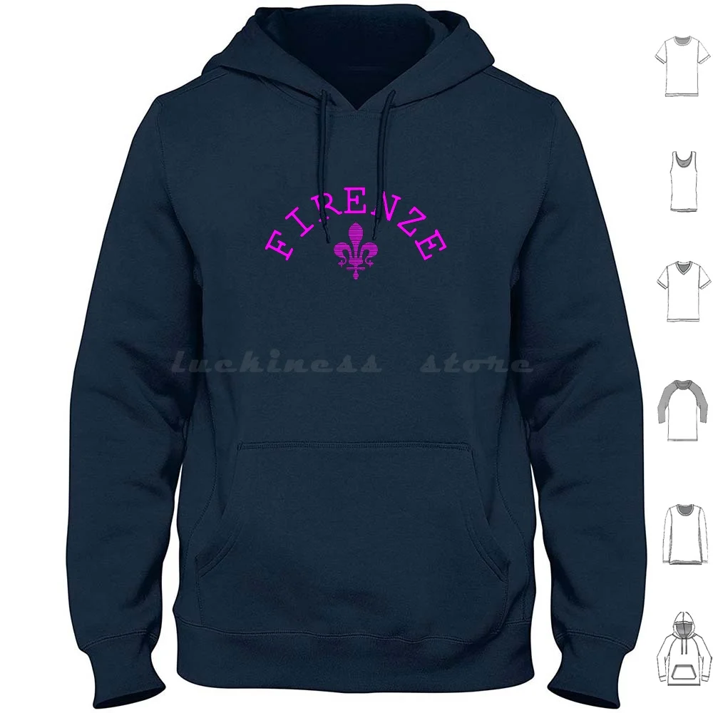 Firenze , Design Scritta E Giglio , Idea Regalo Hoodies Long Sleeve Firenze Firenze Maglietta Giglio Giglio Maglietta