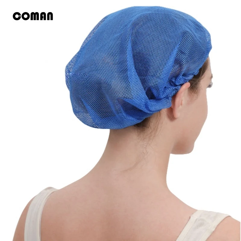 Mesh breathable dustproof protective work cap Food factory, Dust-free clean room sanitary cap polyester yarn washable round cap