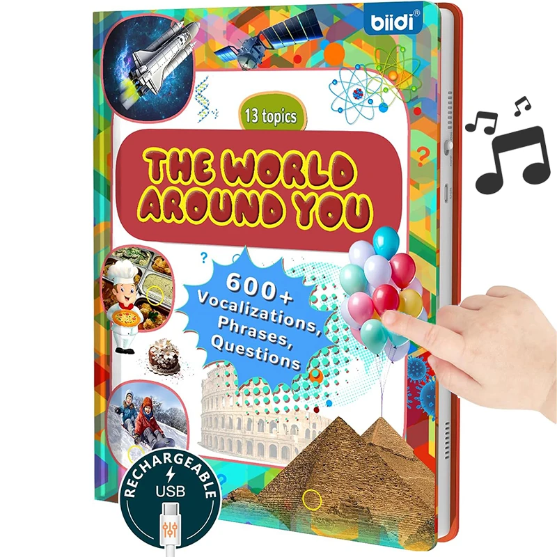 English Sound Books The World Around You Educational Interactive Talking E-Book Words Teaching Learning Machine for Children Kid