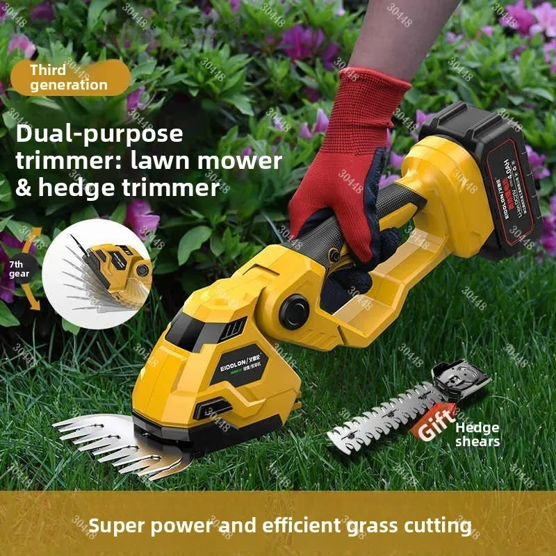Handheld Mini Electric Grass Trimmer - Cordless Lithium Battery Powered Hedge Trimmer for Home Use - Wireless Lawn