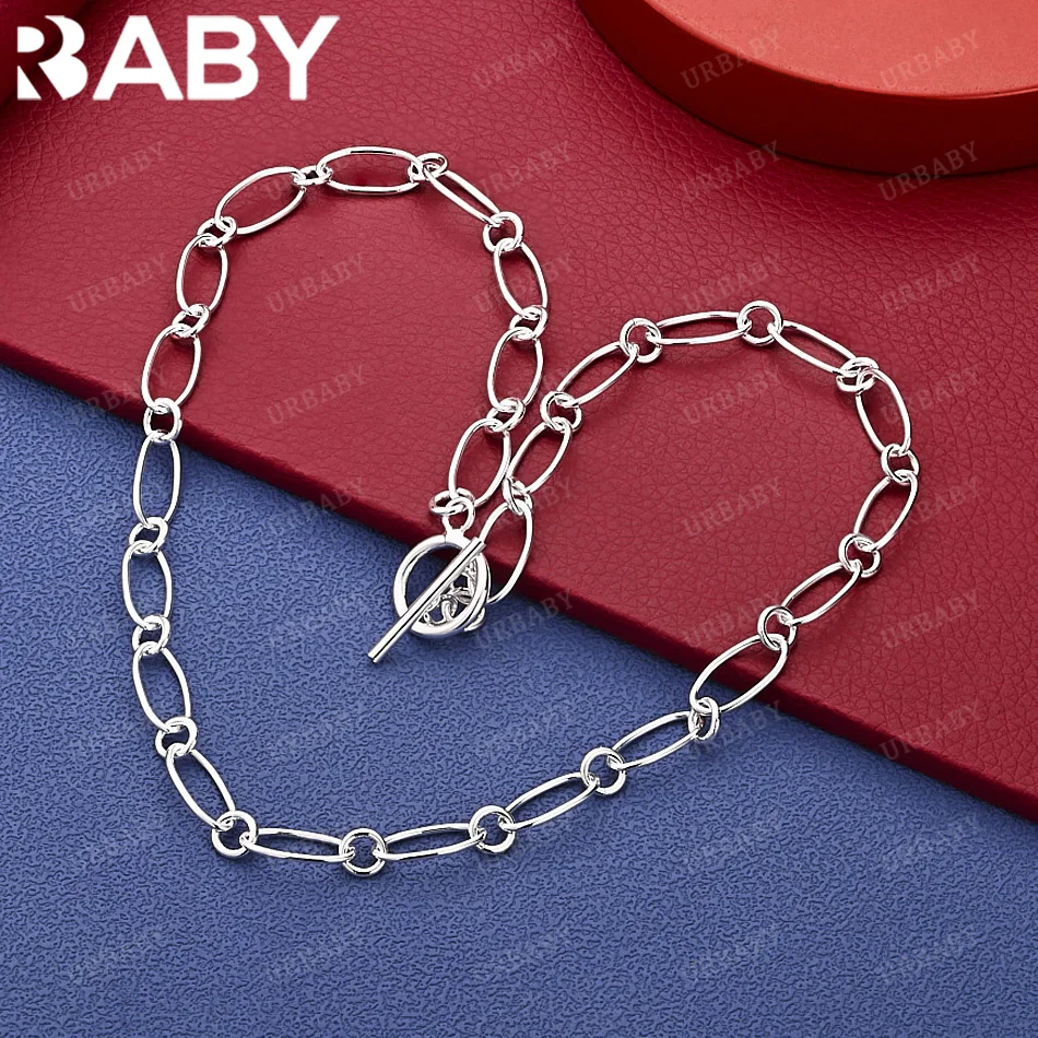 

URBABY 46cm 925 Sterling Silver Chain Necklace Charm Trend Birthday Gifts Fashion Party And Daily Wear