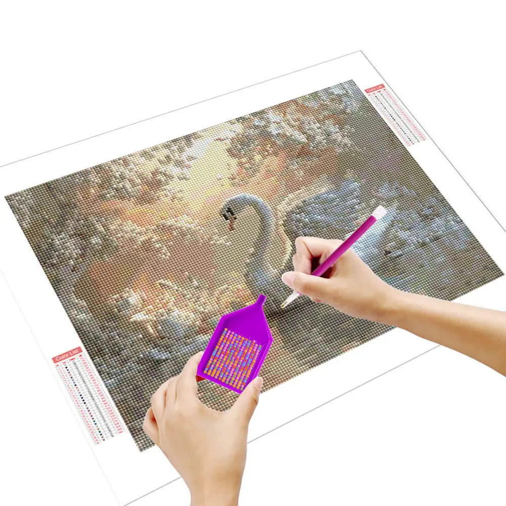 Huacan Diamond Painting Swan Animal Mosaic Full Square Round Drill Embroidery Sunset Handicrafts Home Decor Rhinestones
