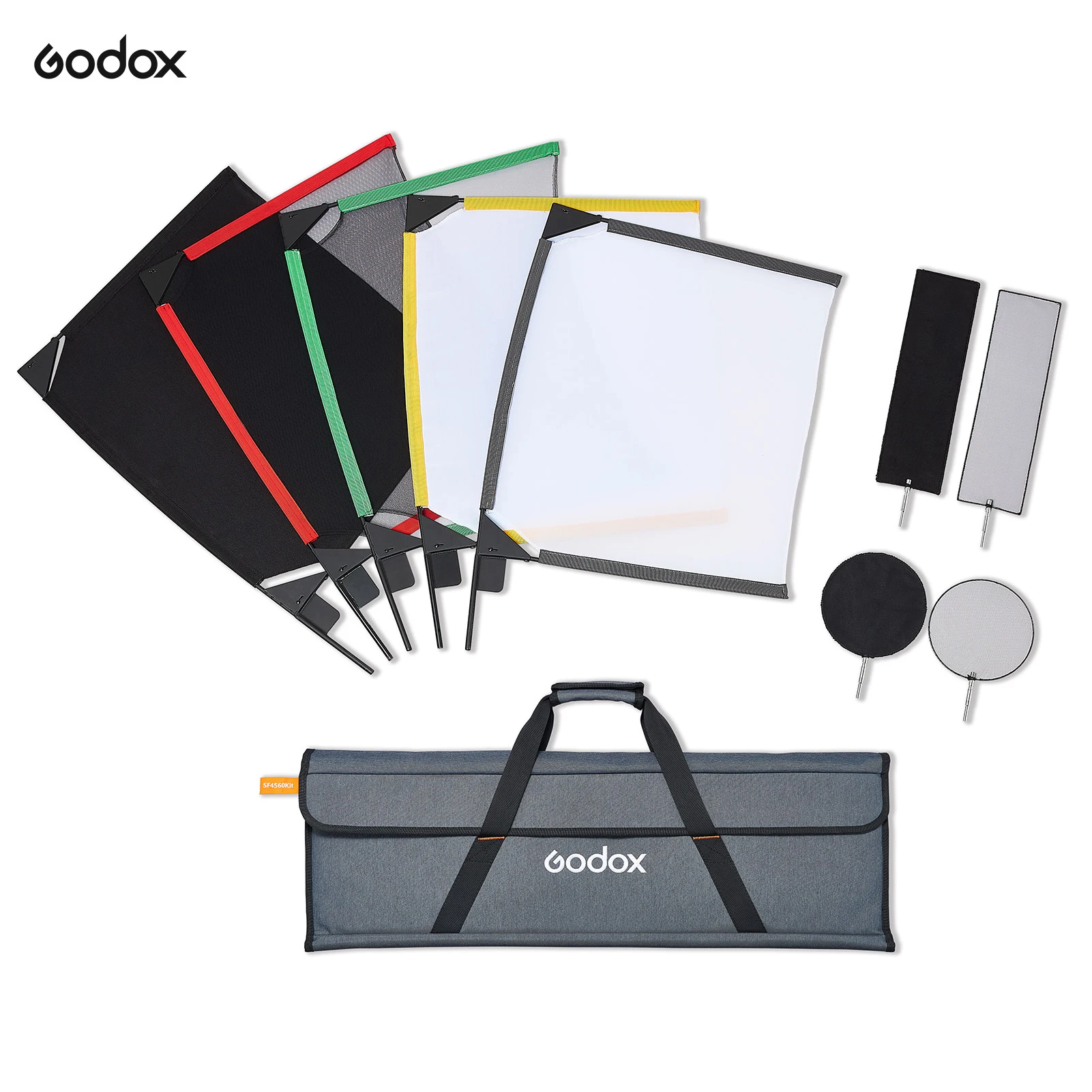 Godox SF4560 Foldable Scrim Flag Kit with 5pcs Flags 45*60cm for Shaping Blocking Diffusing Versatile Photography Light Modify