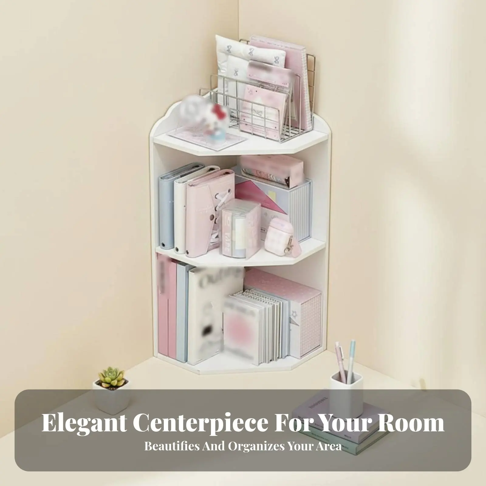 Multi-Tier Corner Desk desktop spaceSaving Desktop Accessory upright Storage no-coststanding for Students, hobbyists, Dorm Room