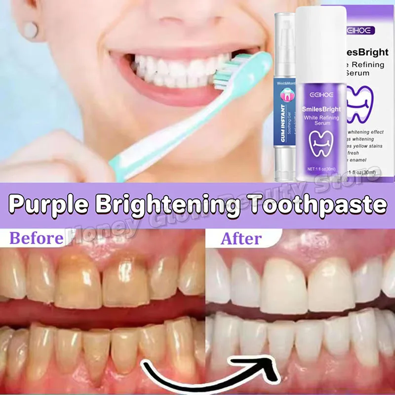 

Purple Corrector Toothpaste Remove Stains Reduce Yellowing Care For Teeth Gums Fresh Breath Brightening Teeth Care Gel Product