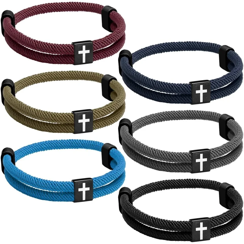 

Friendship Cross Bracelet Adjustable Braided Rope Cross Bracelets Matching Couple Lucky Strand BFF Wristband for Easter Baptism