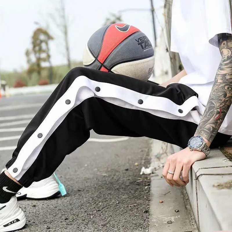 New Men Button Up Training Pants Breathable Basketball Workout Joggers
