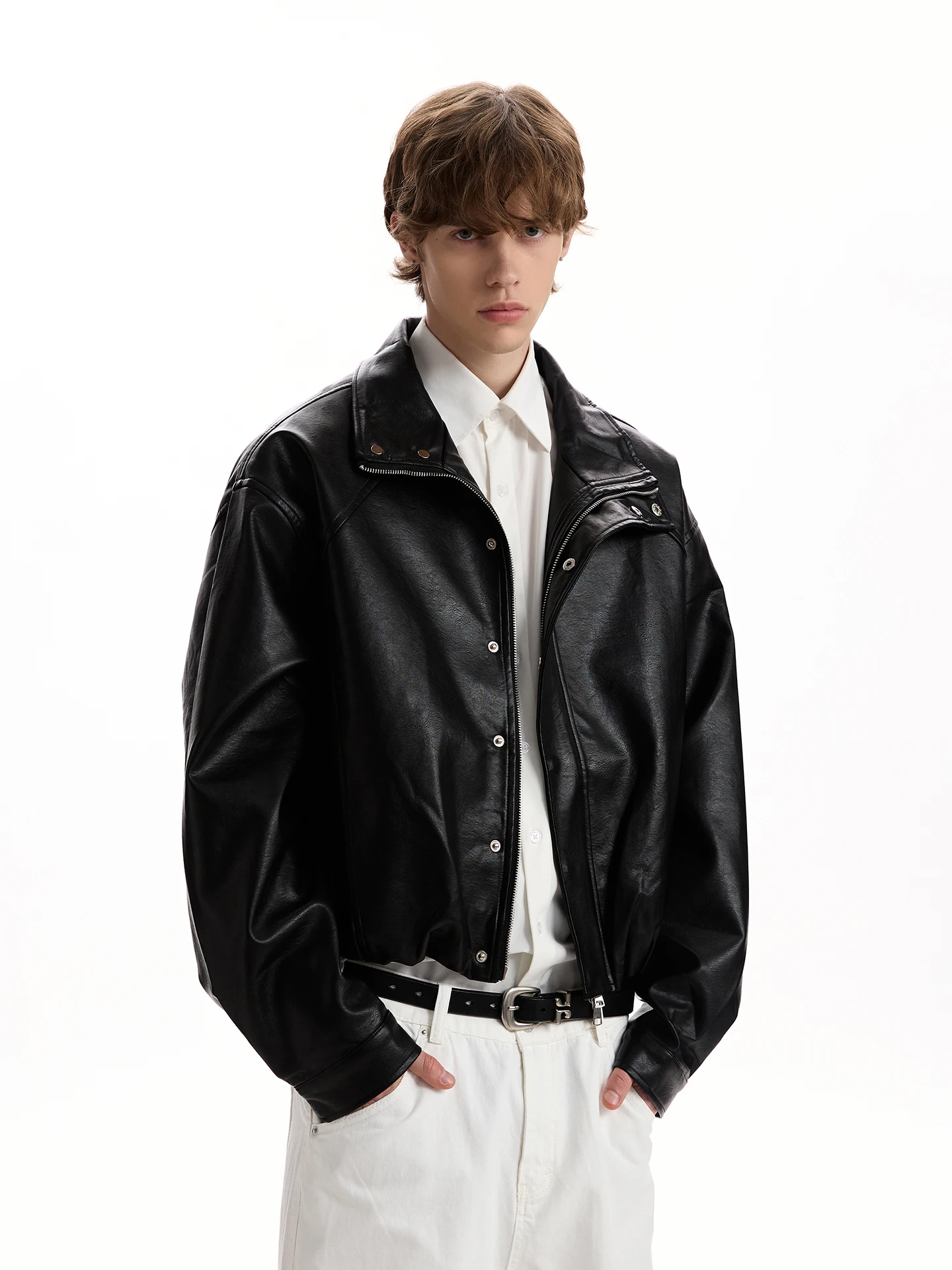 

A PUEE American Retro Sle ort Jaet из искусственной кожи Мужская женская Cleanfit Повседневное пальто Haome Молодежное пальто Wiosna Jesień W...