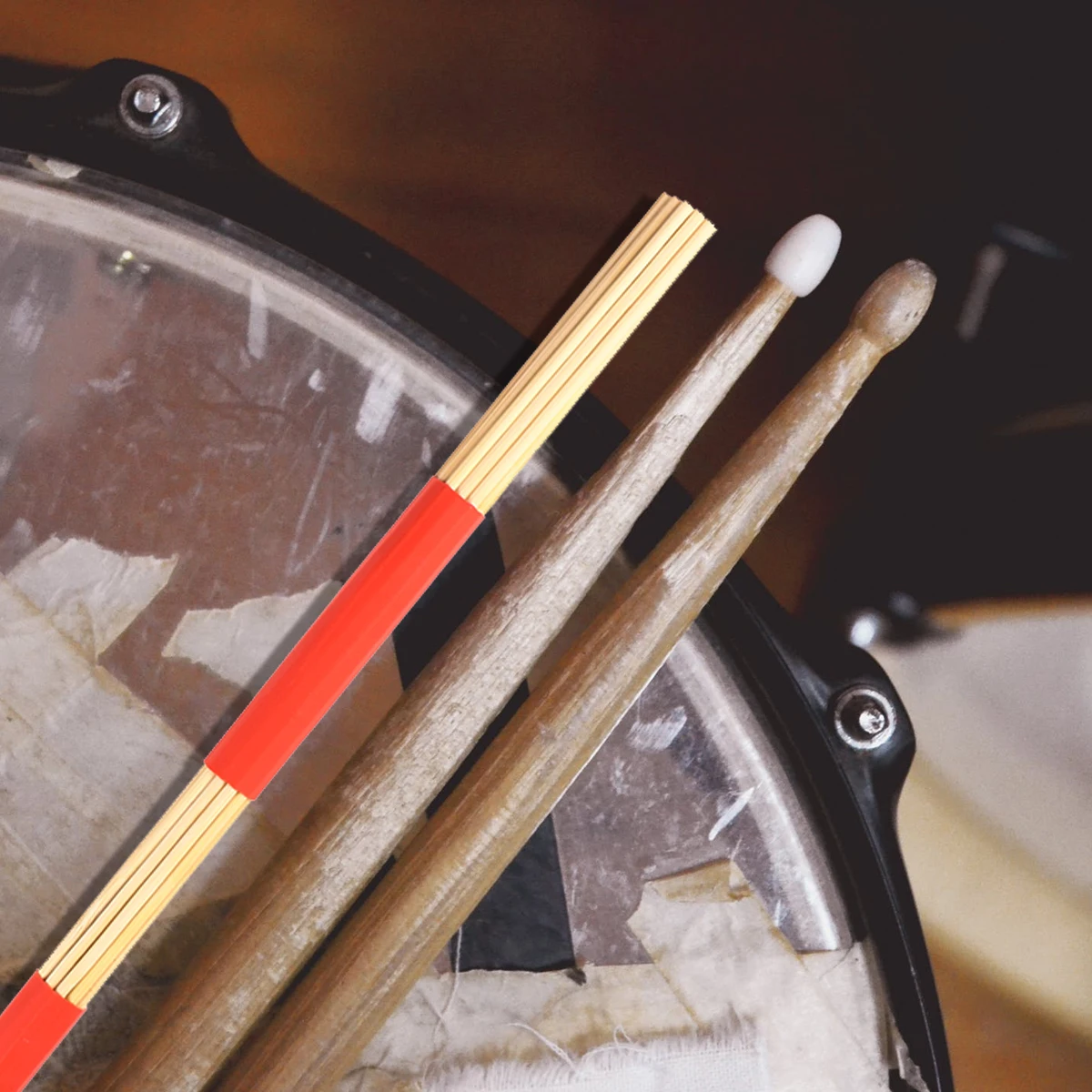 

1Pair Wooden Drum Brush Sticks Blue for Jazz Folk Music Rod Frame Lightweight Low Volume Durable Drumsticks Drum