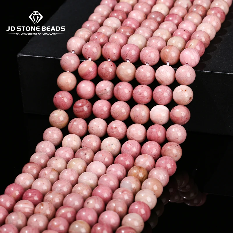 5A Quality Natural Stone Red Rhodonite Round Loose Spacer Beads 4 6 8 10 12mm For Jewelry Making Diy Necklace Bracelet Accessory