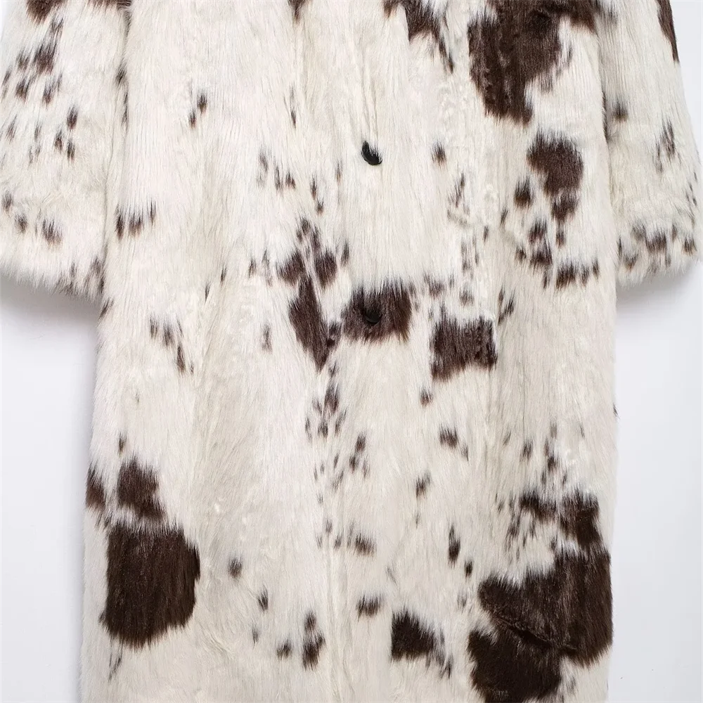 Autumn and winter new products fashionable temperament loose animal pattern artificial fur effect coat and jacket