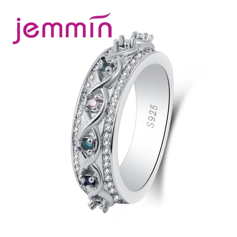 Generous New Arrival Interweaving Design Multicolor & Purple White CZ 925 Sterling Silver Ring Fashion Women Jewelry Gift