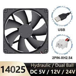 Gdstime 14cm 140mm 5V 12V 24V PC Computer Case Fan Laptop CPU Cooling Fan 2PIN USB 140x140x25mm Ball/Sleeve Bearing