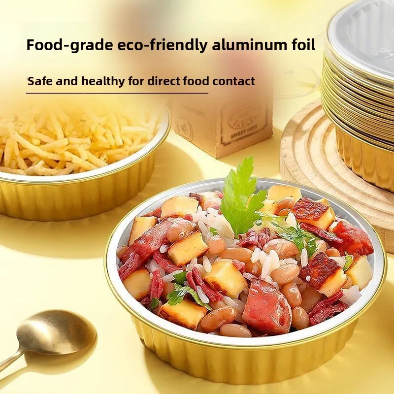 Gold round Thickened Aluminum Foil Takeaway Box for Hot Pot Dragon Tail Shrimp Pickled Fish BBQ Barbecue Food Packaging Box
