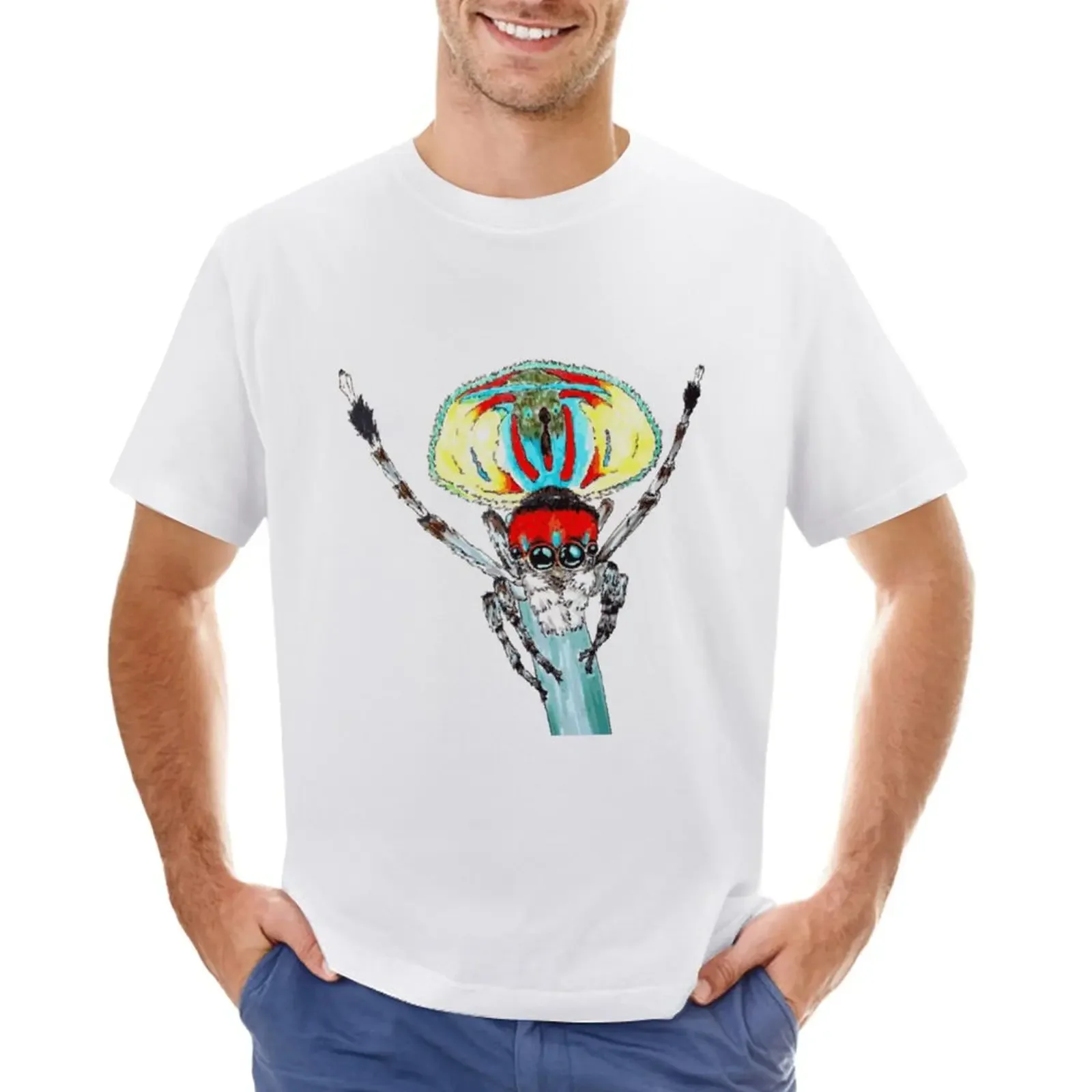 Peacock spider Maratus volans T-Shirt vintage customs oversizeds plain t shirts men