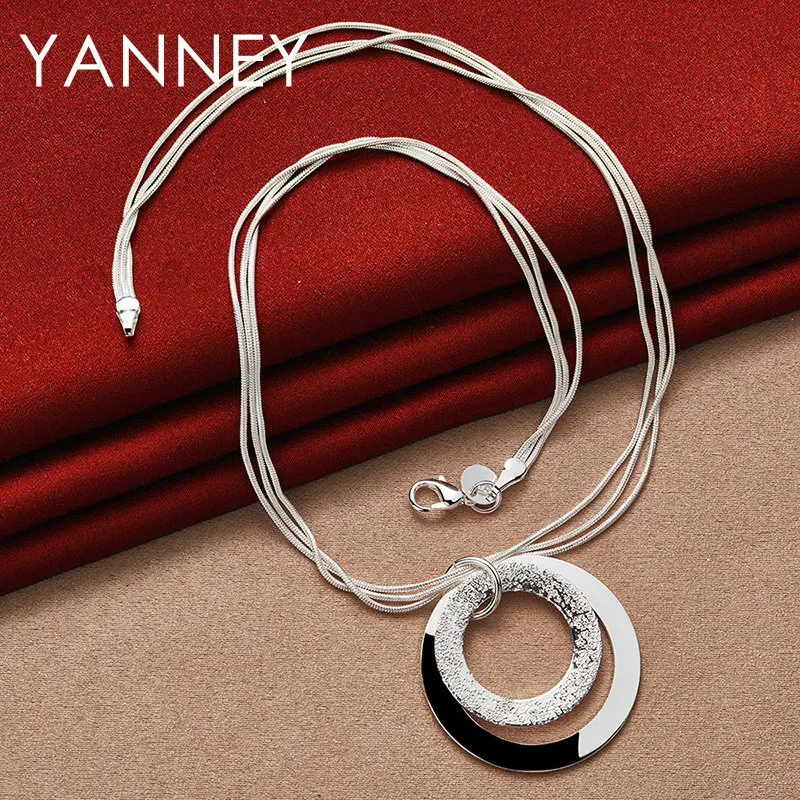 

Luxury 925 Sterling Silver 18 Inches Fine Frosted Round Necklace For Women Men Fashion Charm Gift Wedding Jewelry Accessories